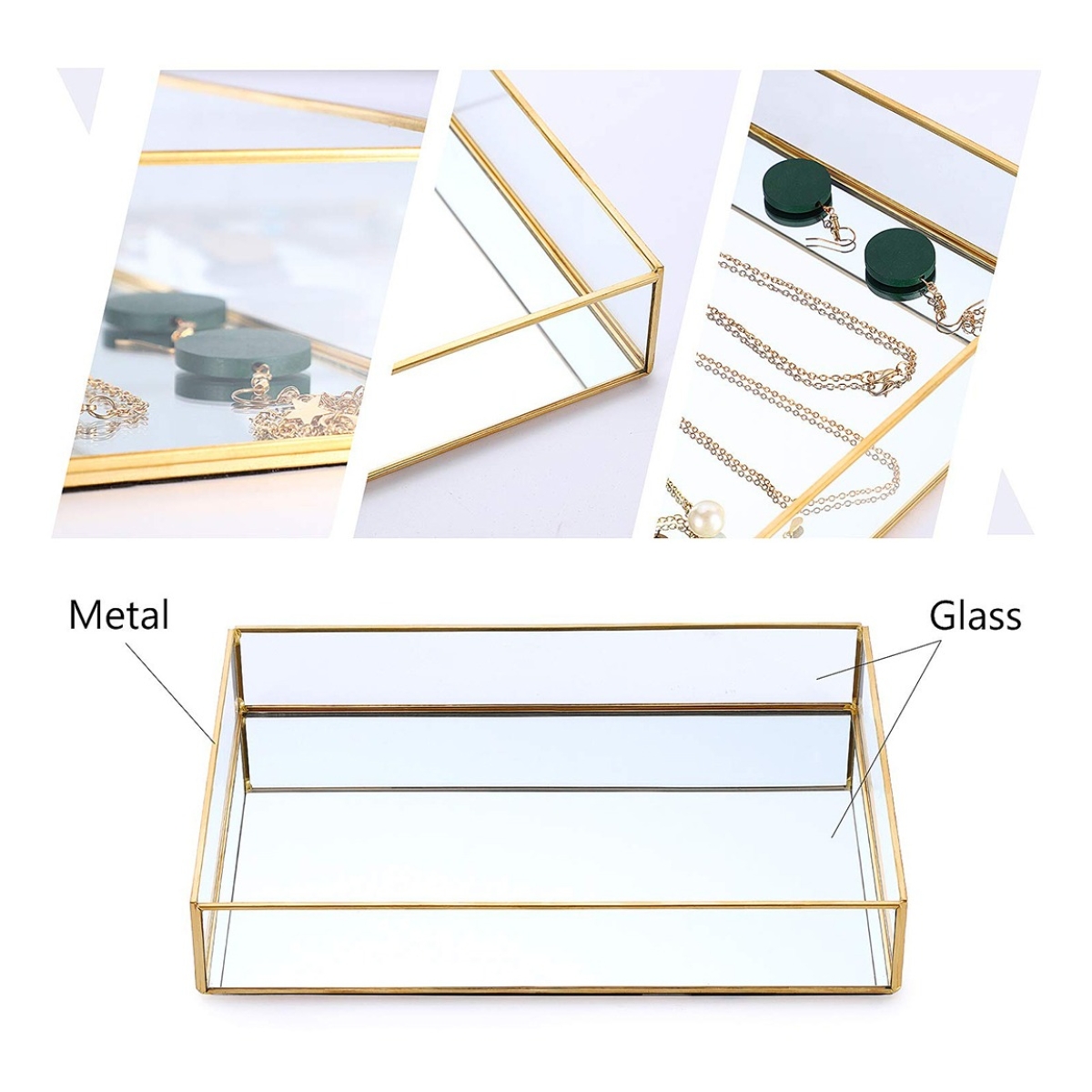 Set X2 Bandejas De Metal Para Organizar Maquillaje Joyas - Imagen 7