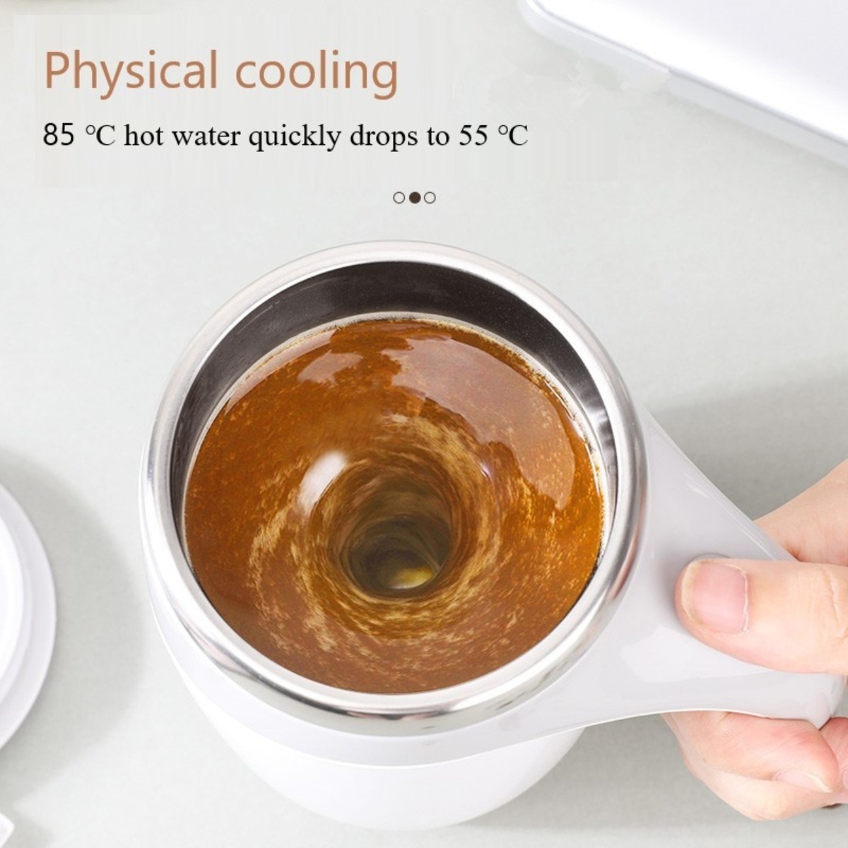 Taza Mezcladora Jarra Con Revolvedor Automático Y Tapa - Imagen 3
