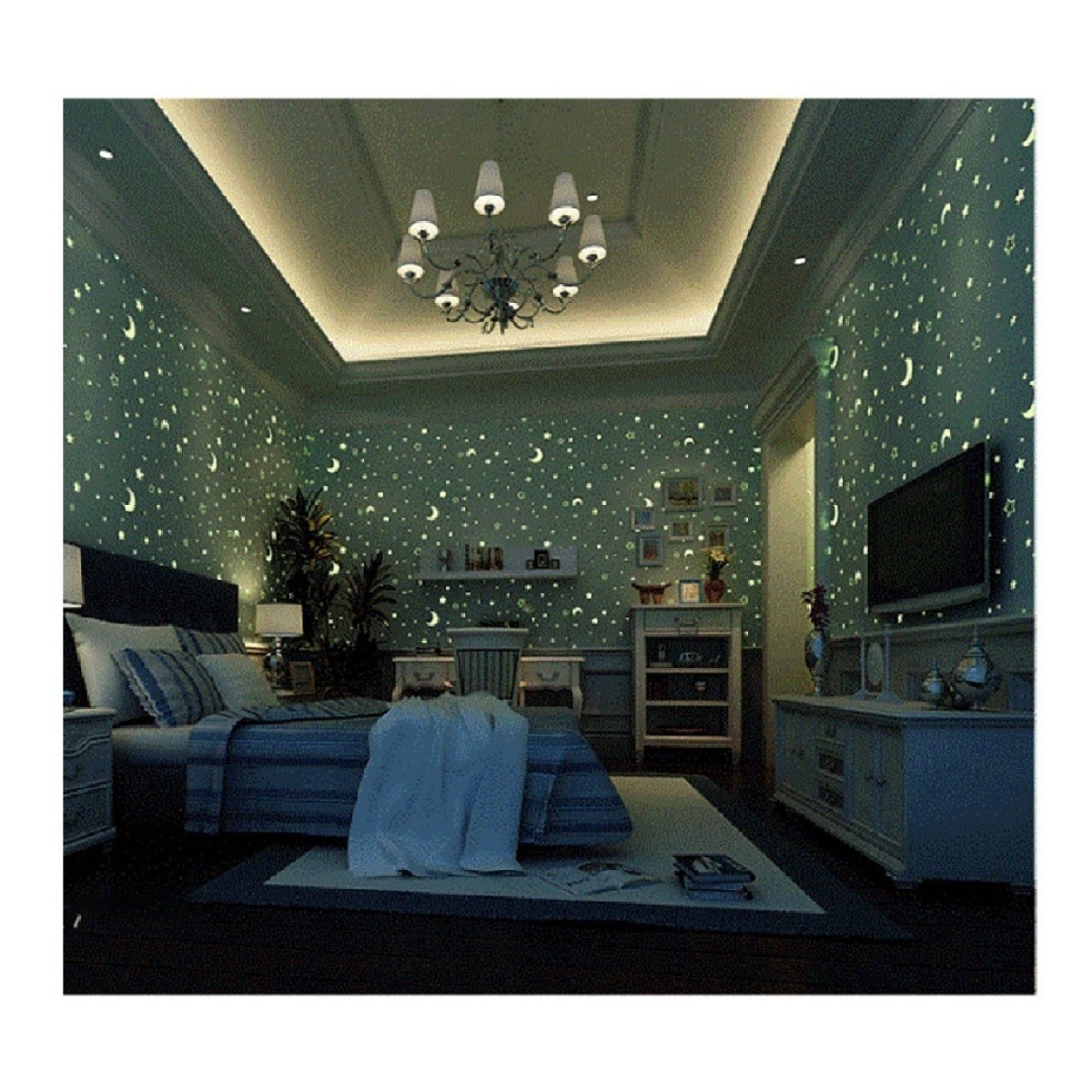 Papel Empapelar Adhesivo Luminoso Brillante Infantil Celeste - Imagen 7