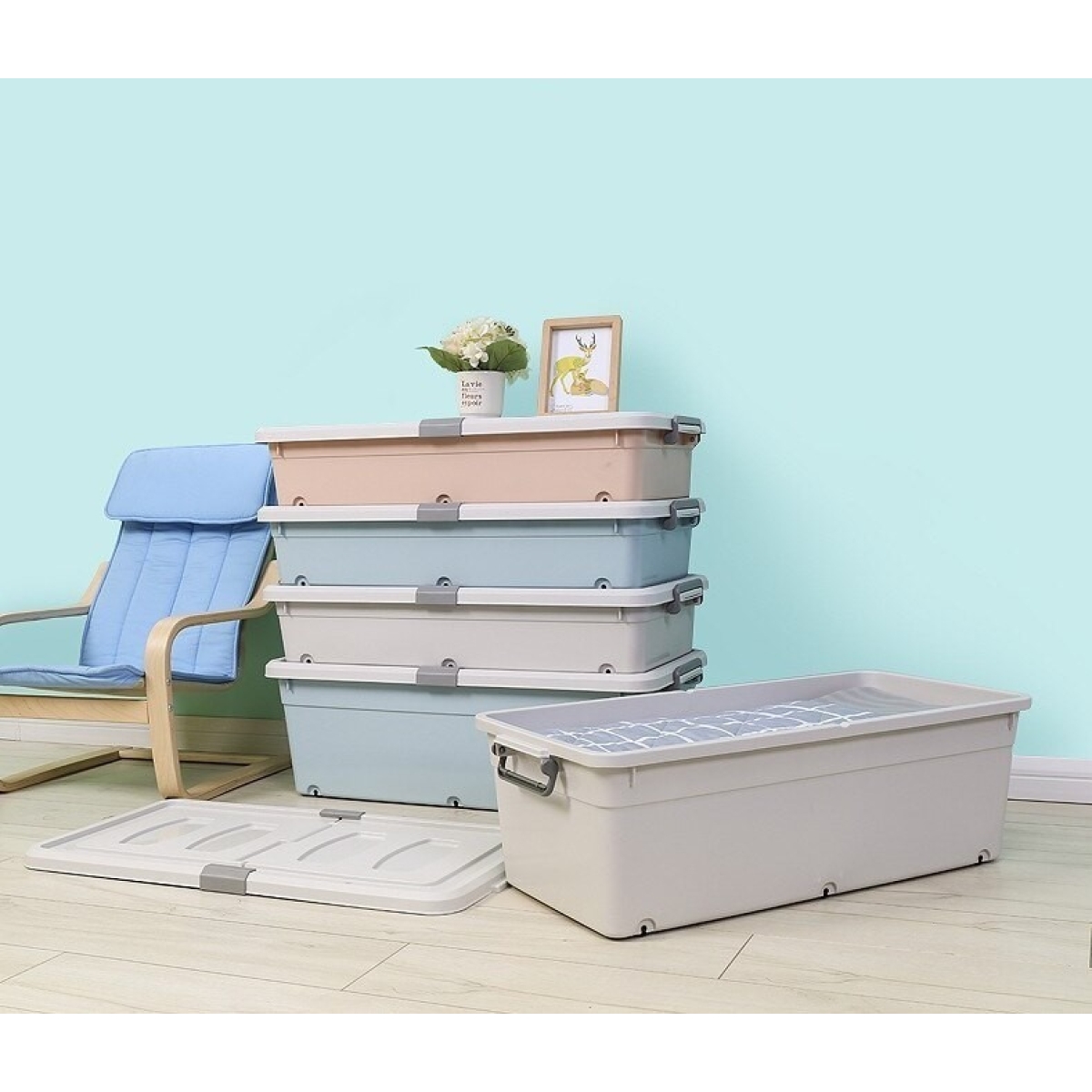 Caja Organizadora De Ropa Doble Tapa Y Ruedas Grande - Imagen 6