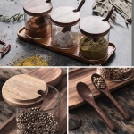 Frascos De Vidrio Especieros Tapa Madera Cocina Con Cuchara - Imagen 6