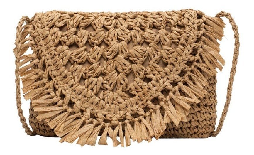 D_733675-MLU44295113738_122020-F.jpg Bolso De Rafia Tejida Cartera De Verano Para Playa Forrada - Imagen 1