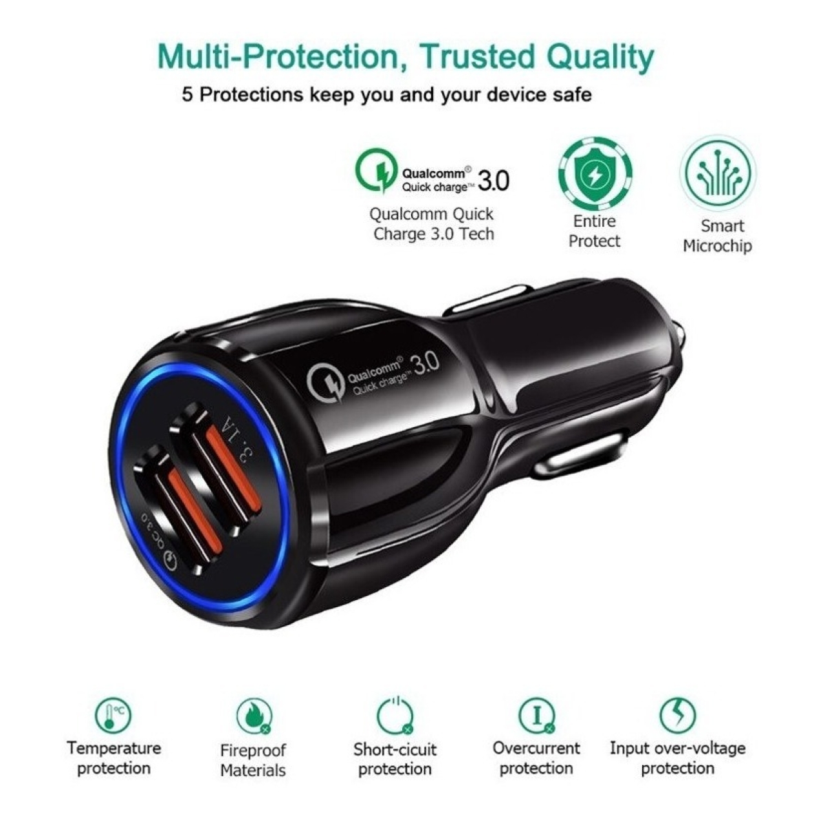 Cargador Carga Rápida Qc 3.0 Doble Usb Para Auto Encendedor - Imagen 12