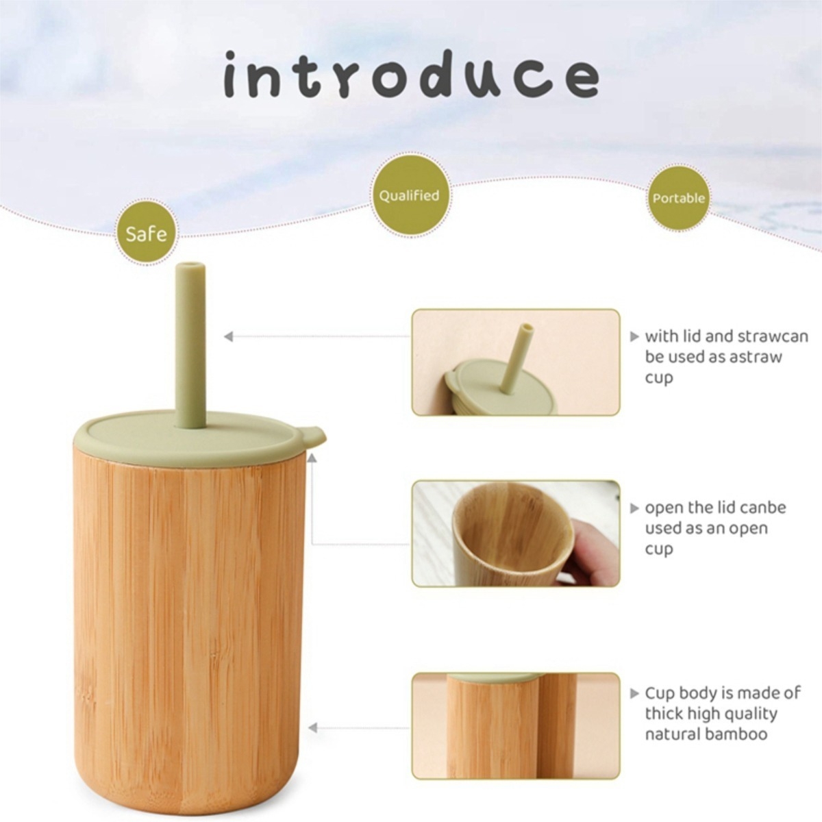 Vaso Con Sorbito 150ml Antiderrame Bamboo P/bebés Niños - Imagen 10