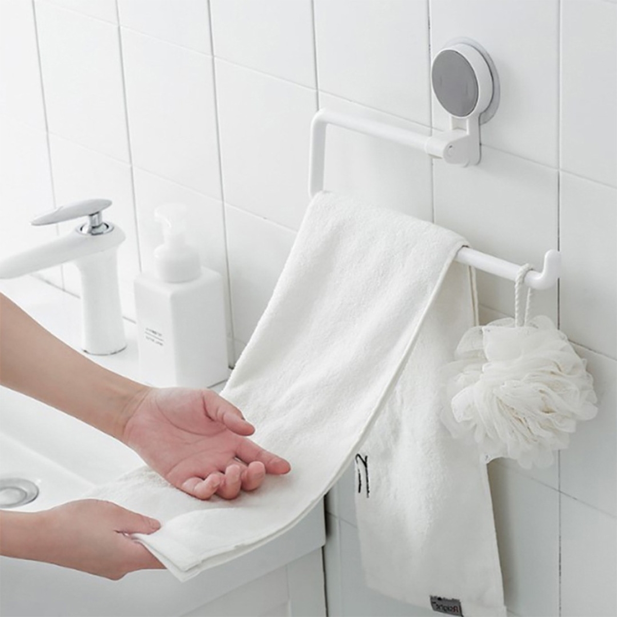 Porta Rollo Soporte Para Repasador Cocina Baño C/ventosa - Imagen 5