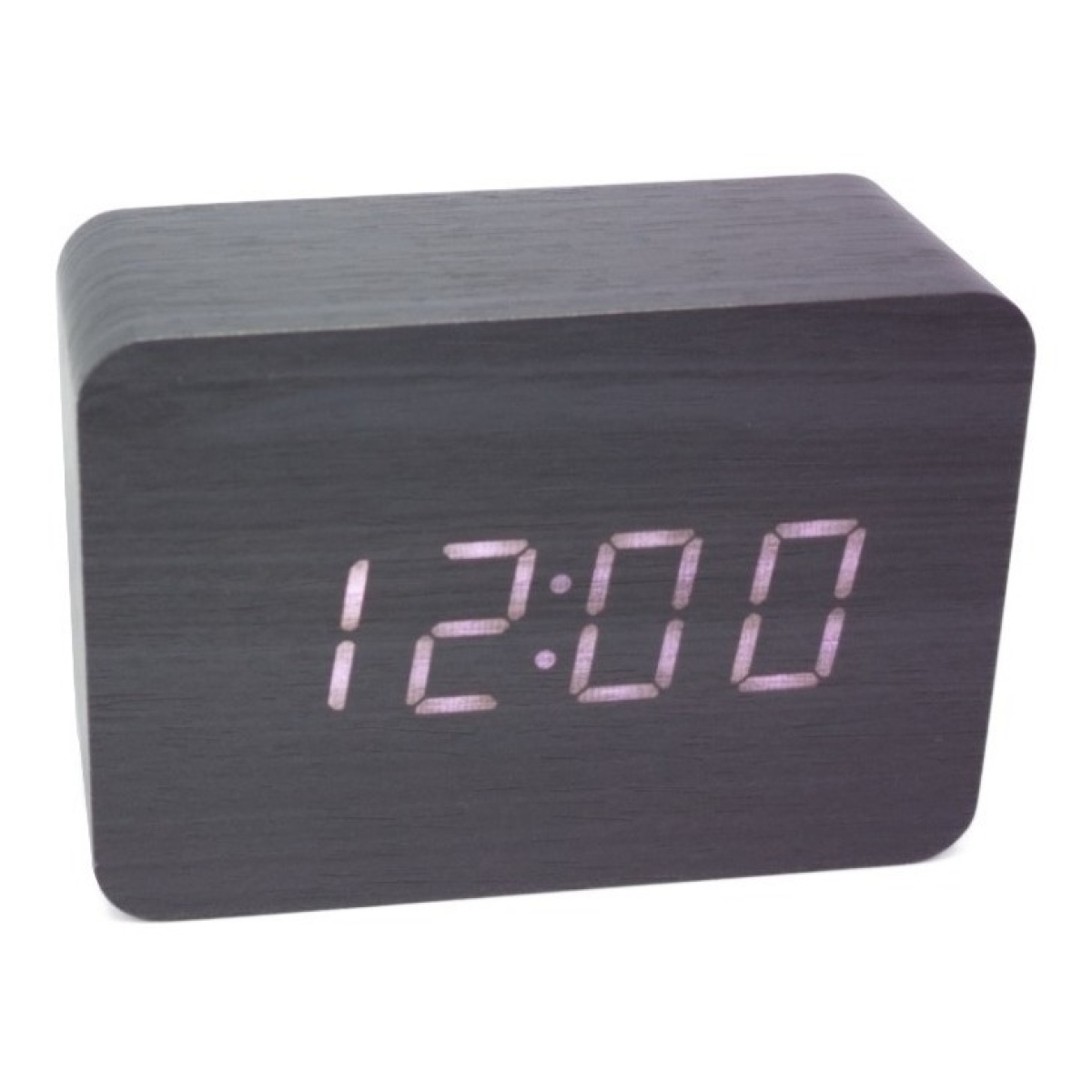 Reloj Digital Madera Usb Despertador Temperatura Fecha - Imagen 1