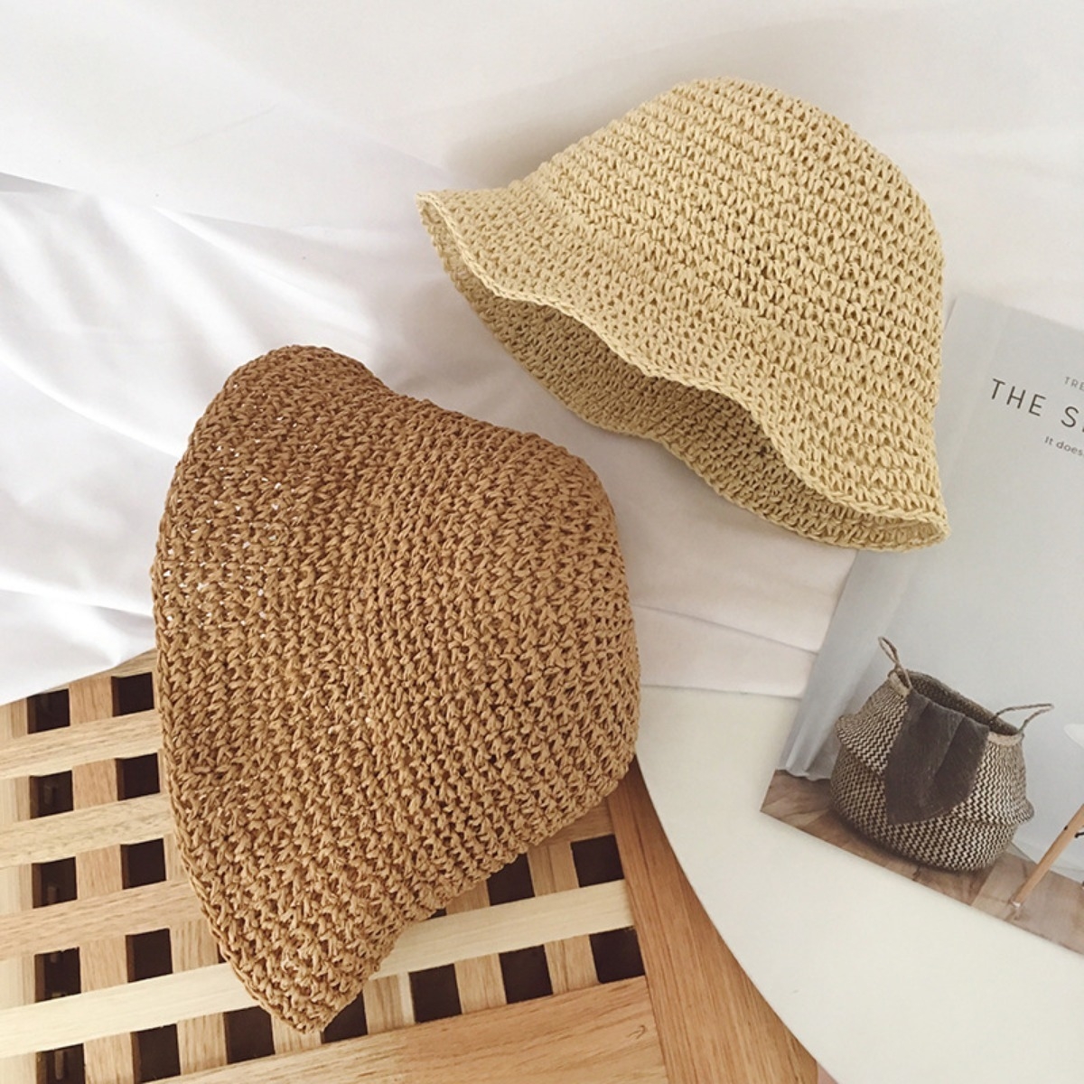 Sombrero De Encaje Con Lazo Para Niña Estilo Paja Verano - Imagen 9
