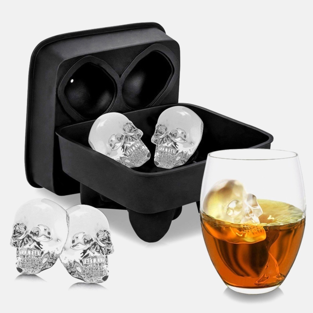 Hielera, Molde Hielo, Cubetera De Silicona Forma Calavera - Imagen 2