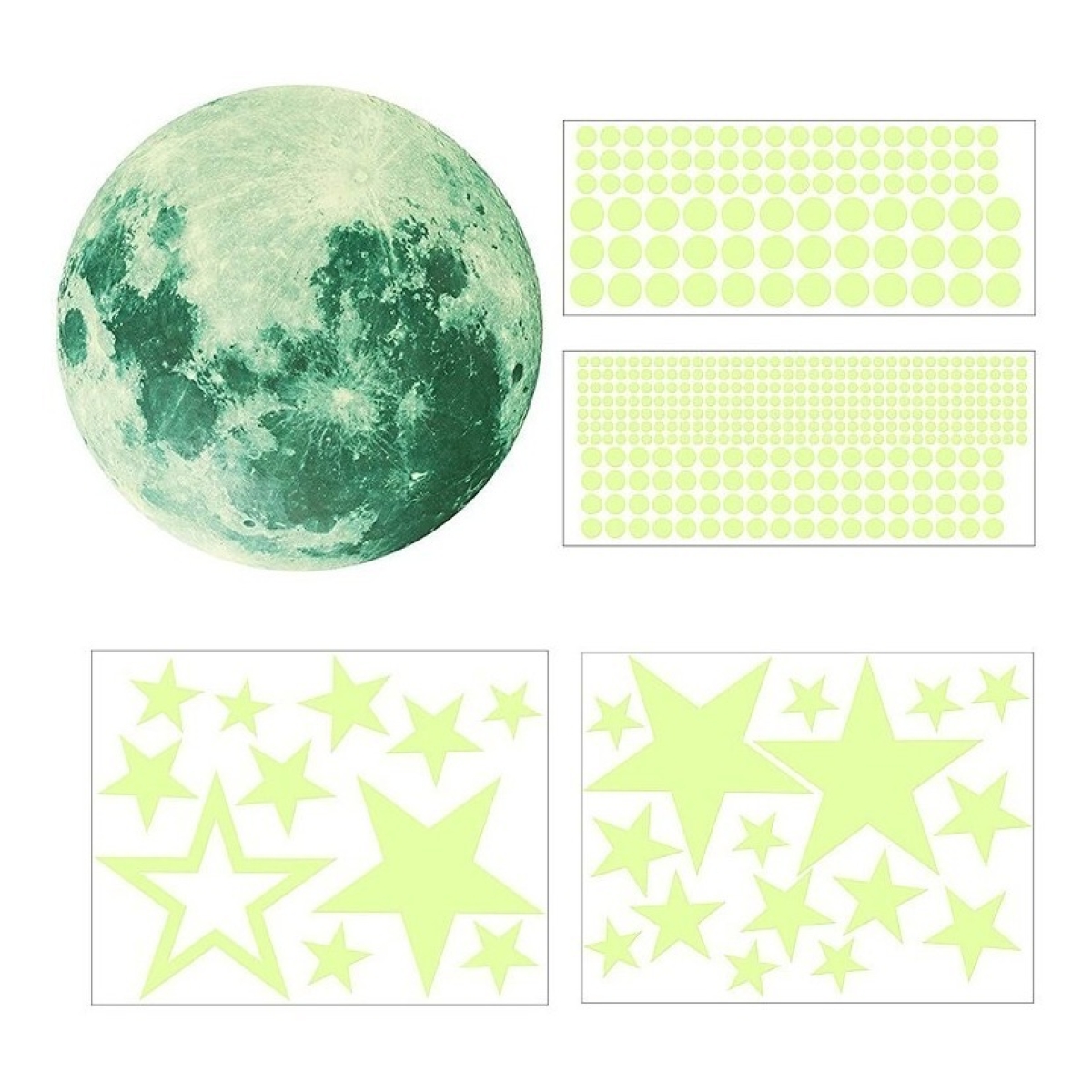 Set Vinilos Luna Y Estrellas Pegatinas Brillantes Decorativa - Imagen 1