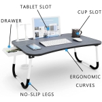 Mesa Plegable Para Laptop Tablet Con Portavaso Y Cajón - Imagen 5