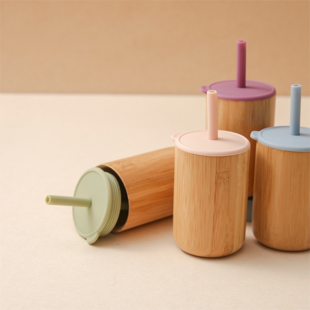 Vaso Con Sorbito 150ml Antiderrame Bamboo P/bebés Niños - Imagen 14