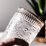 Vaso De Vidrio Nórdico Borde Dorado Ideal Agua Tragos- 260ml - Imagen 3
