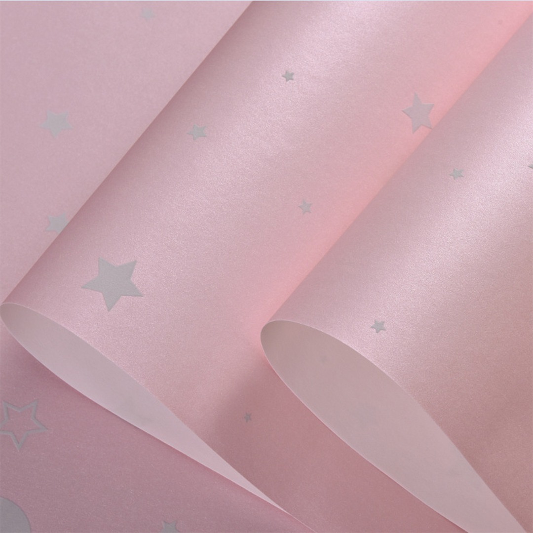 D_761101-MLU43661533093_102020-F.jpg Papel Empapelar Adhesivo Luminoso Brillante Infantil Rosado - Imagen 1