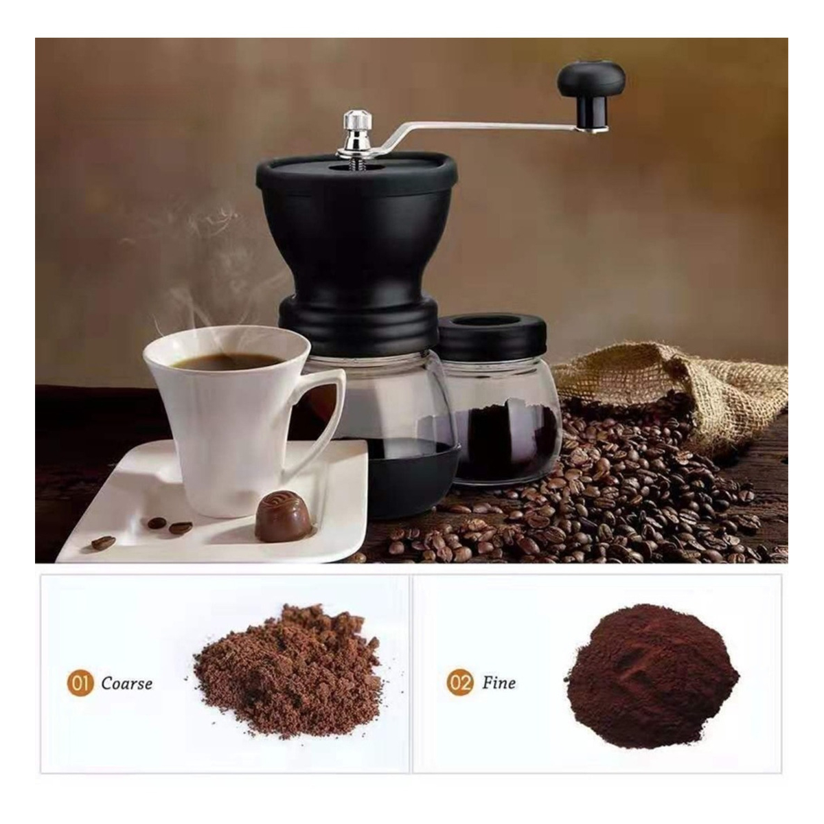 Molinillo Café Manual Fresas De Cerámica +frasco Para Granos - Imagen 4