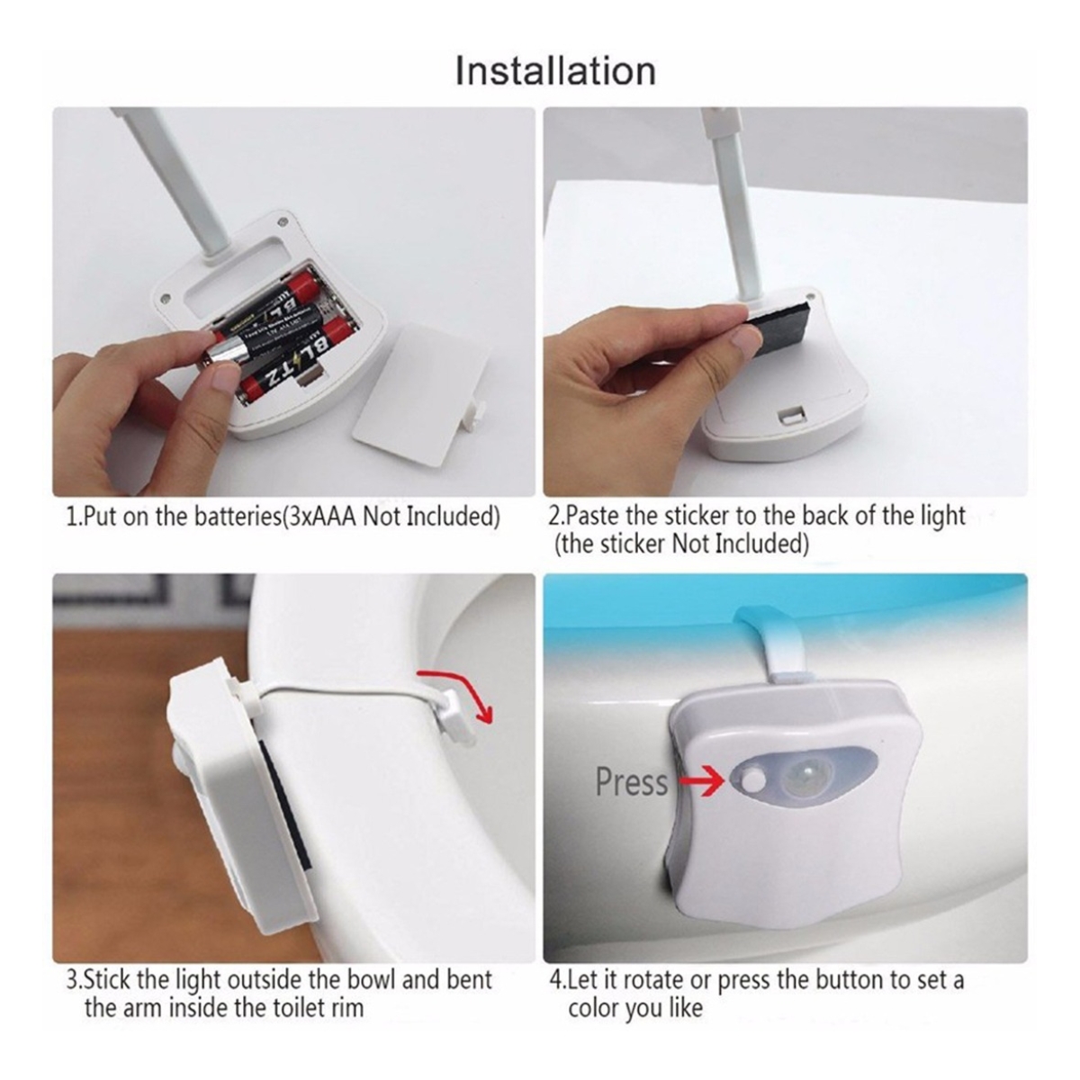 Luz Led Para Inodoro Multicolor Con Sensor De Movimiento - Imagen 4