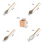 Juego 9 Piezas Utensilios Silicona + Soporte Madera Cocina - Imagen 3