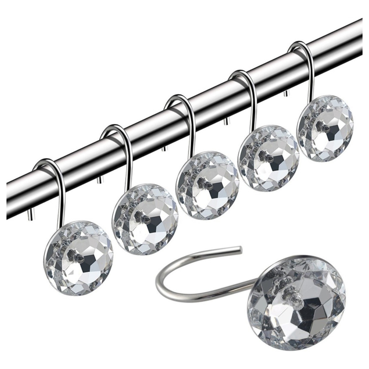 Pack X 12 Ganchos Para Cortina De Baño Argollas - Iluminaras - Imagen 1