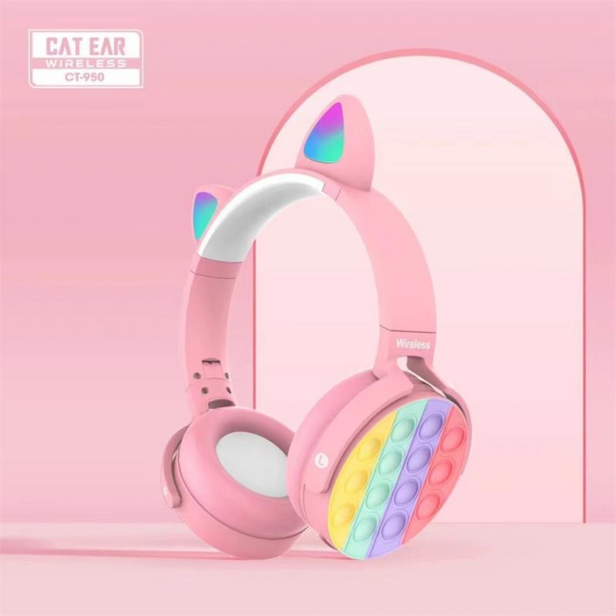 Auriculares Pop It Con Orejas Y Luces Divertidos Bluetooth - Imagen 3