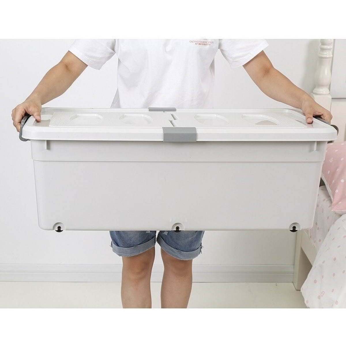 Caja Organizadora De Ropa Doble Tapa Y Ruedas Grande - Imagen 11