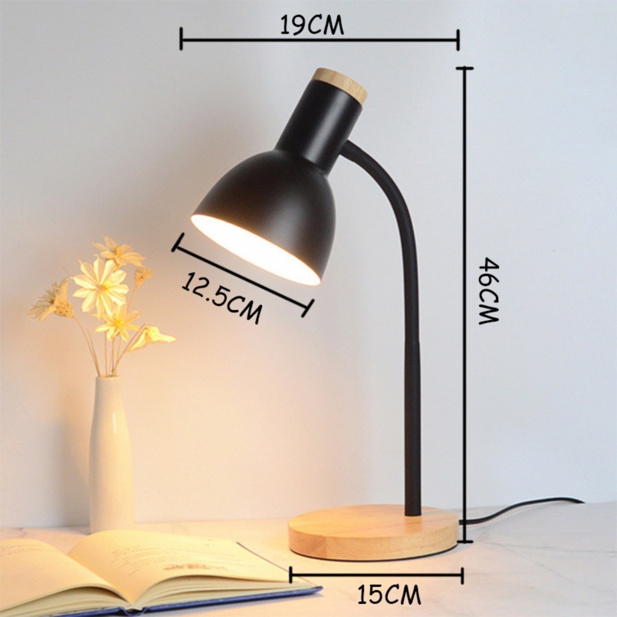 Lampara De Escritorio Nordica En Metal Y Madera - Flexible - Imagen 7