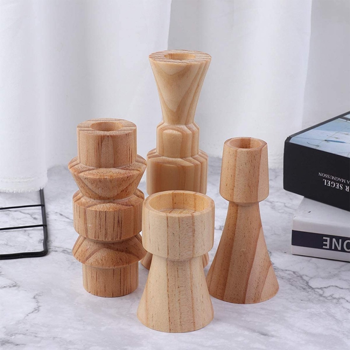 Soporte Candelabro Madera Decorativos Portavela Escandinavo - Imagen 5