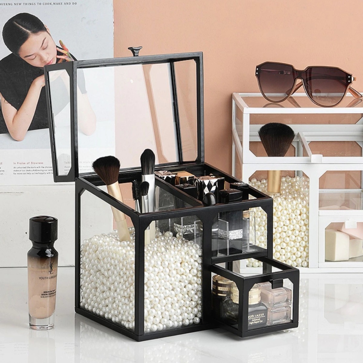 Caja Organizador De Cosméticos Con Divisiones Y Cajón - Imagen 3