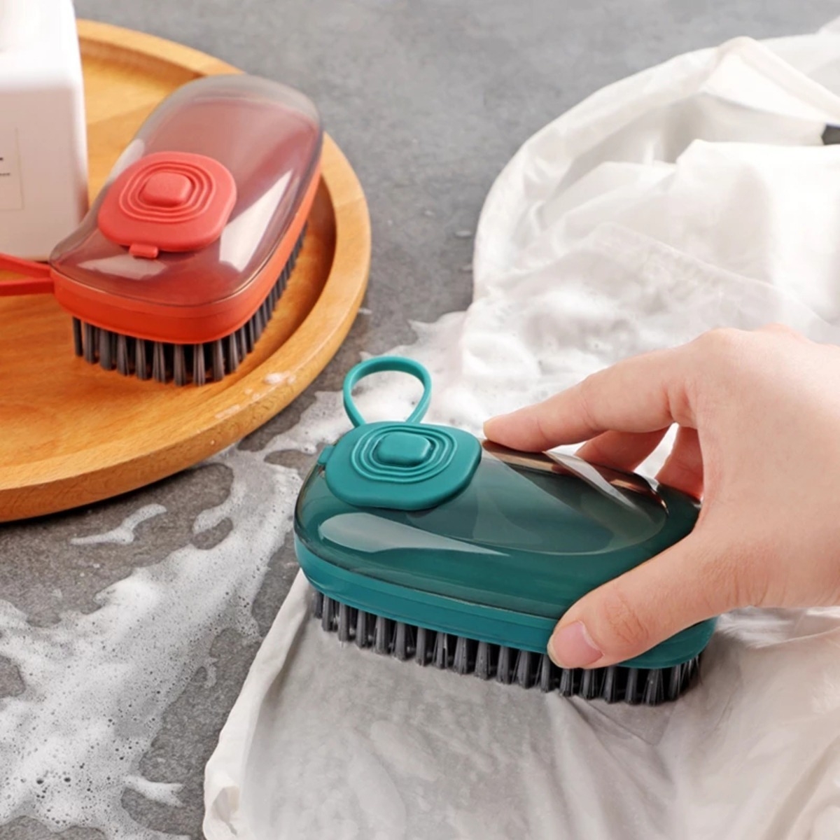 Cepillo Dispensador Jabon Limpieza Calzado Ropa Baño Cocina - Imagen 5