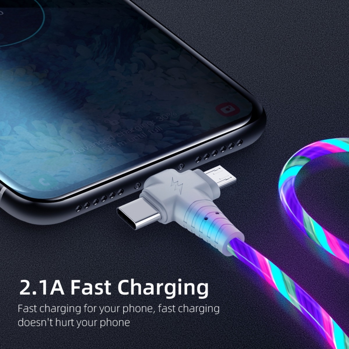Cable Carga Usb Led Para Apple + Usb-c + Micro Usb - Imagen 14