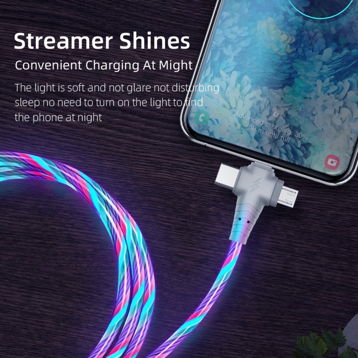 Cable Carga Usb Led Para Apple + Usb-c + Micro Usb - Imagen 7