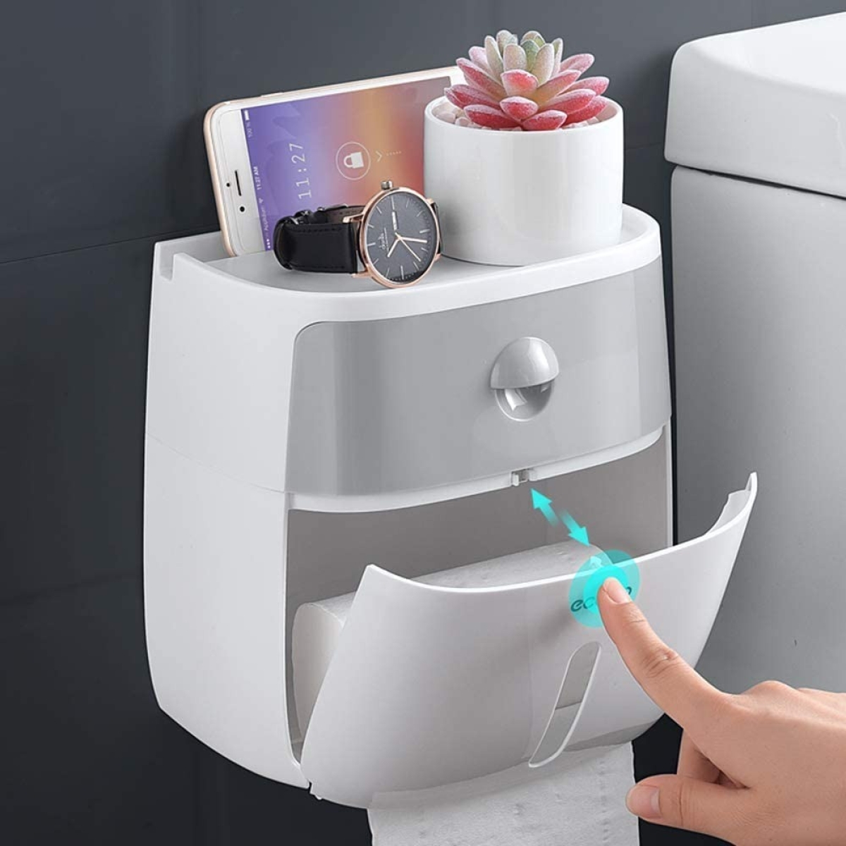 Dispensador De Papel Higienico Con Cajon Baño - Imagen 3