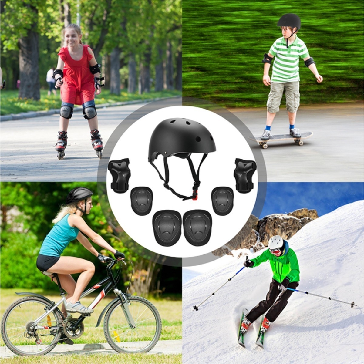 Set De 7 Protecciones Para Niños Casco Rodilleras Coderas - Imagen 9