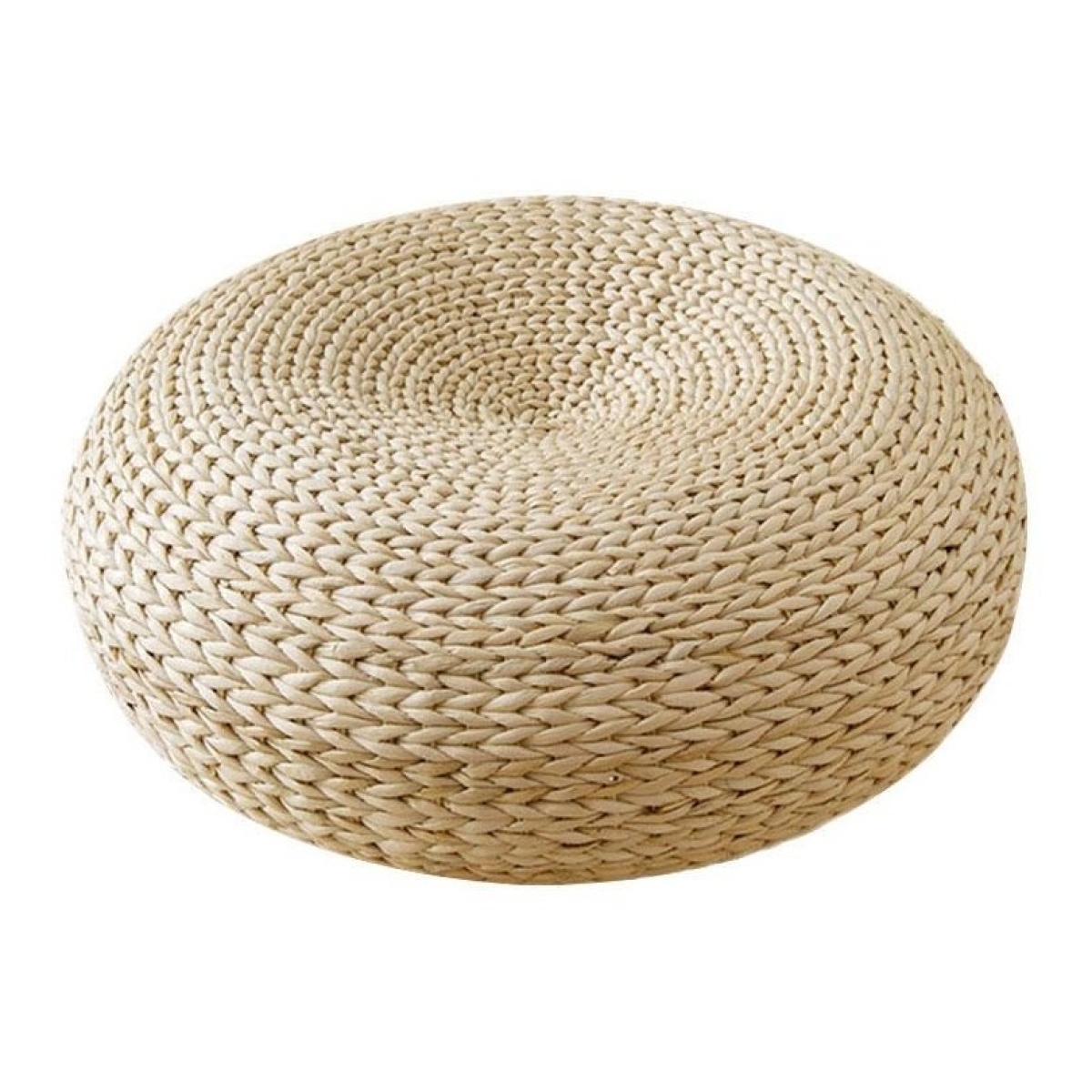 Puff Cojín Redondo De Mimbre Ratán Fibra Natural - Imagen 1