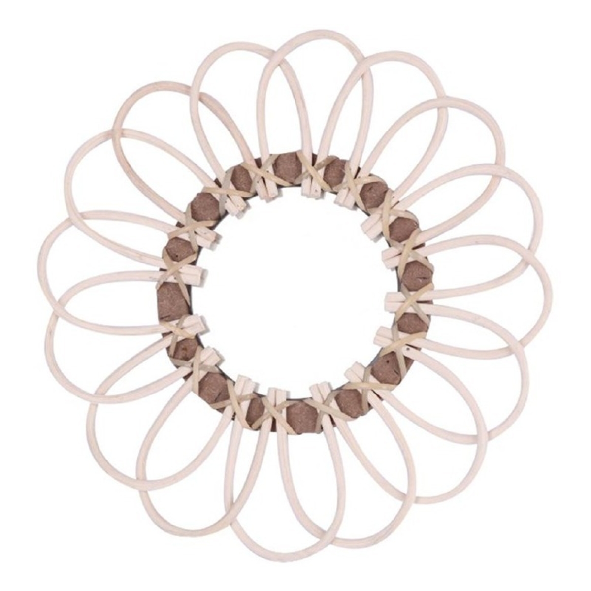 Espejo Colgante Pared Ratán Flor Redondo Decoración 28 Cm - Imagen 1