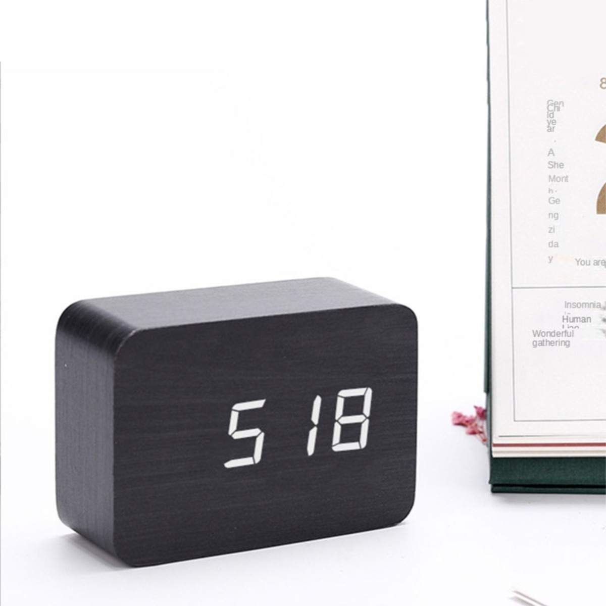 Reloj Digital Madera Usb Despertador Temperatura Fecha - Imagen 16