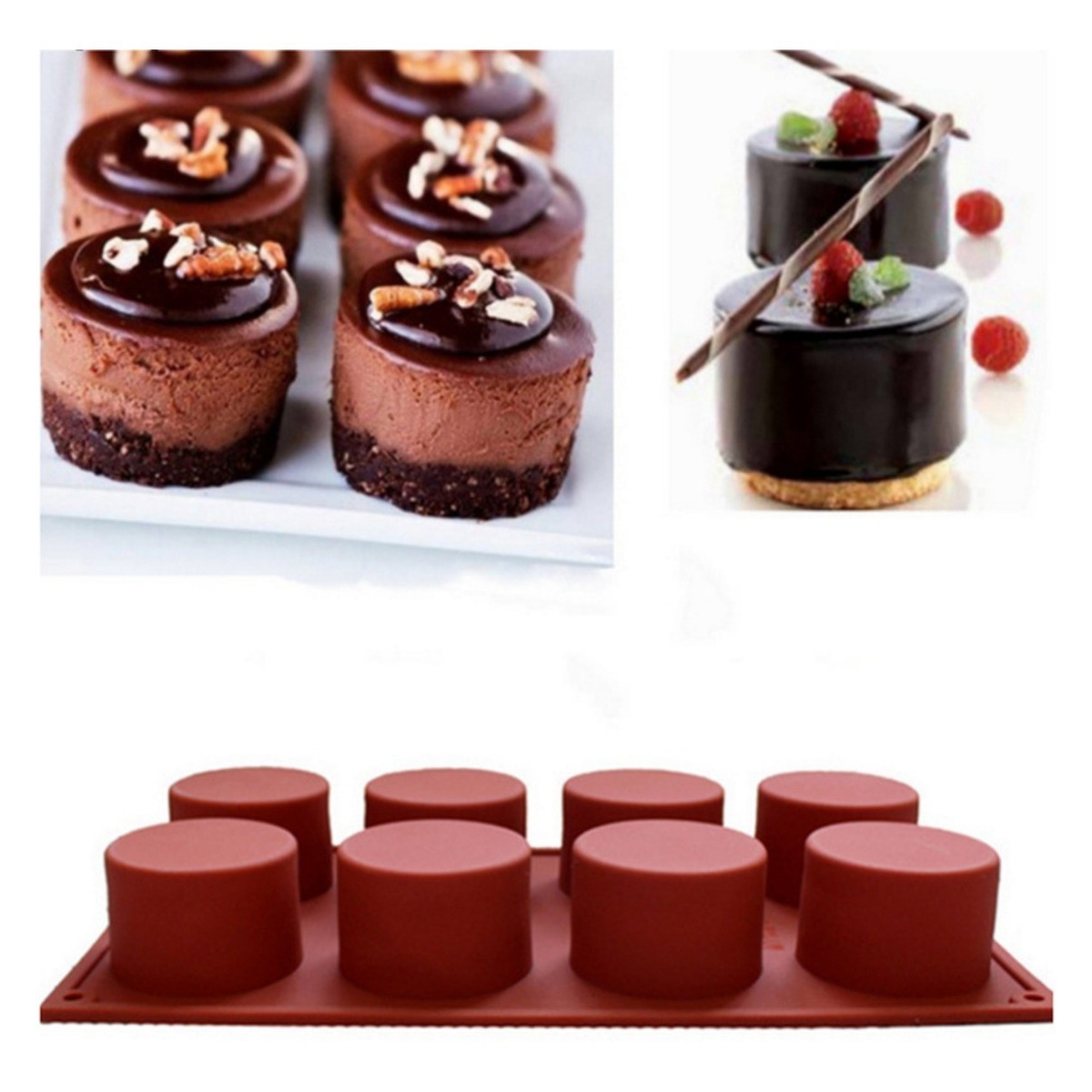 Molde Silicona 8 Mini Tortas Postres Reposteria -40º A 230º - Imagen 6