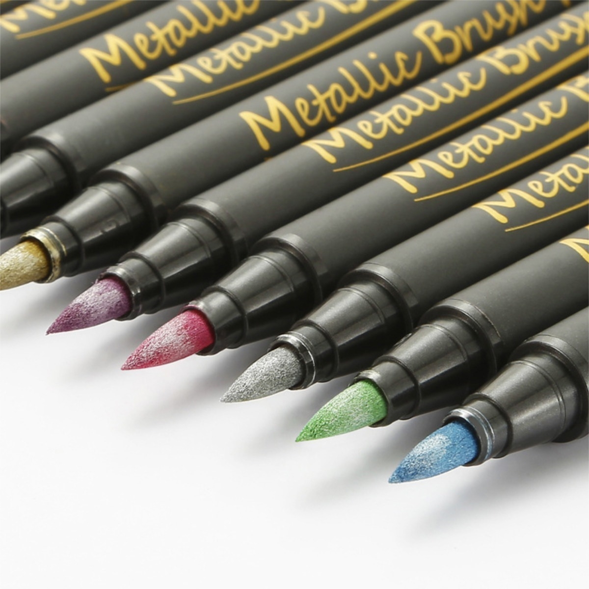 Marcadores Metalicos Punta Redonda Brush Pen Varios Colores - Imagen 9