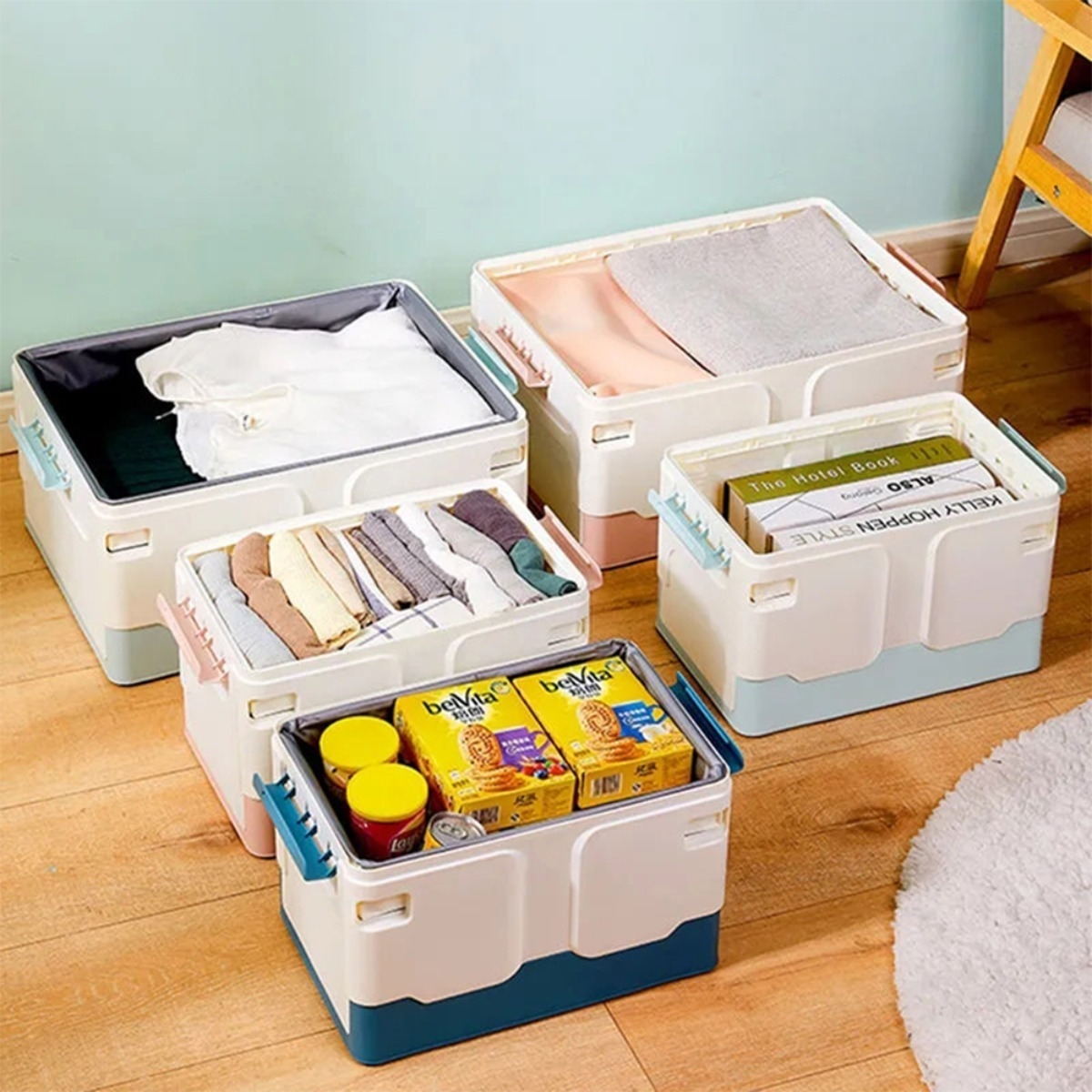 Caja De Almacenamiento Organizacion Con Tapa Y Tranca Chica - Imagen 26