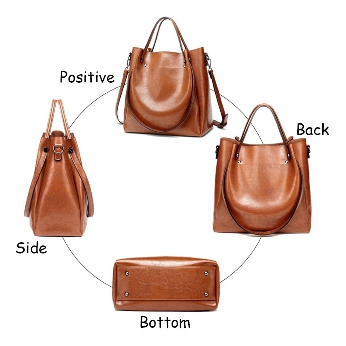Bolso Cartera Grande Cuero Pu Diseño Informal Gran Capacidad - Imagen 9