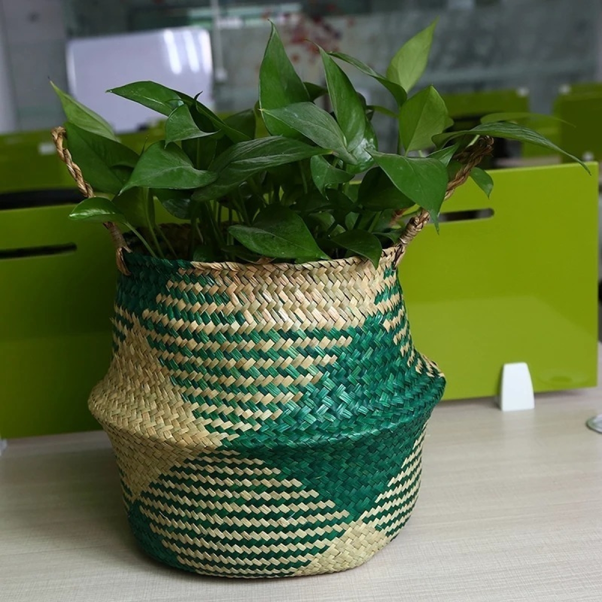 Cesto De Fibra Natural Canasto Ratán Decoración Multiuso M - Imagen 11