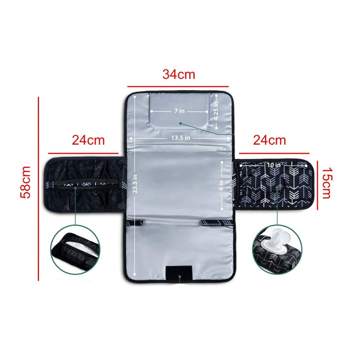 Cambiador Portatil Bebe Plegable Impermeable Porta Toallitas - Imagen 2