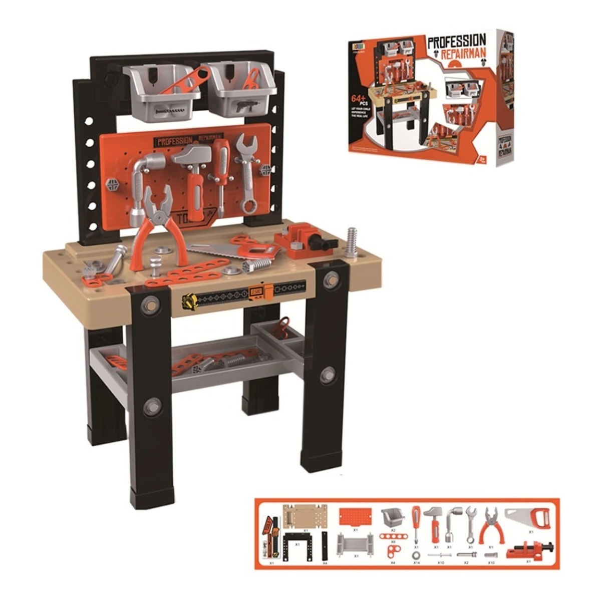 Set Banco De Herramientas Niños Juguete Con Mesa 64 Piezas - Imagen 3