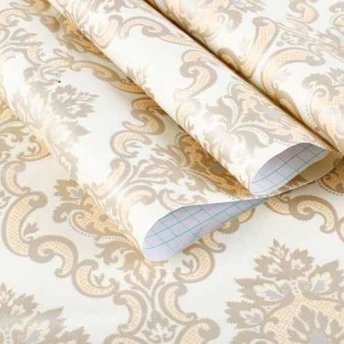 D_795997-MLU40243770398_122019-F.jpg Papel Adhesivo Empapelar Paredes Arabescos Blanco Oro 122 Cm - Imagen 1