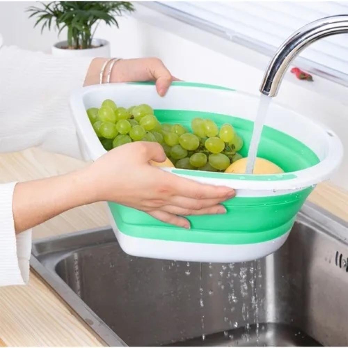 Colador De Silicona Plegable Lava Vegetales Frutas Cocina - Imagen 4