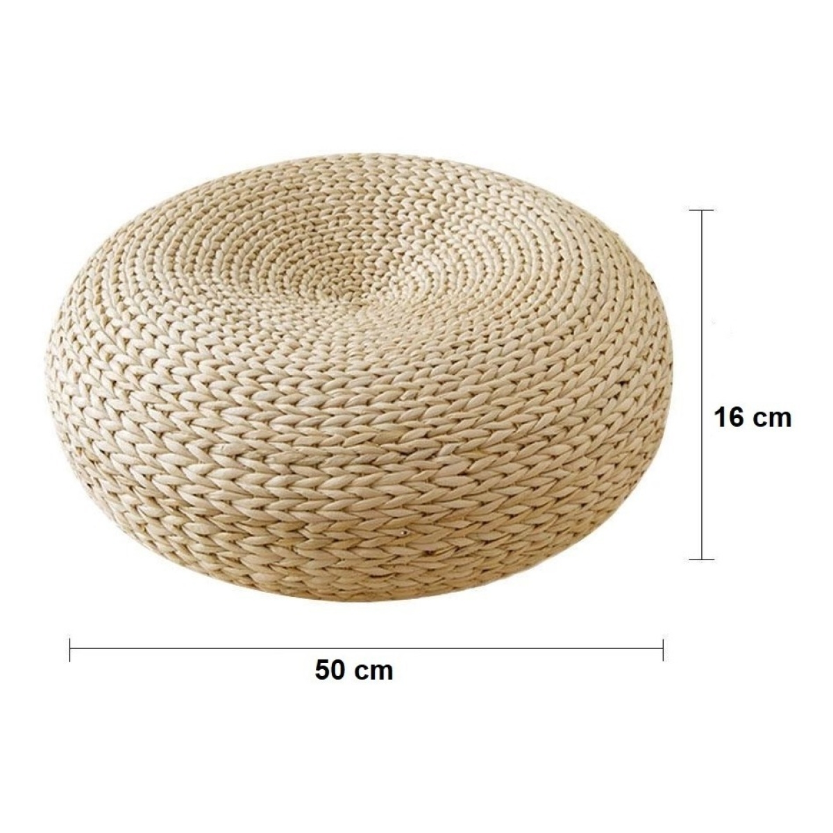 Puff Cojín Redondo De Mimbre Ratán Fibra Natural - Imagen 2