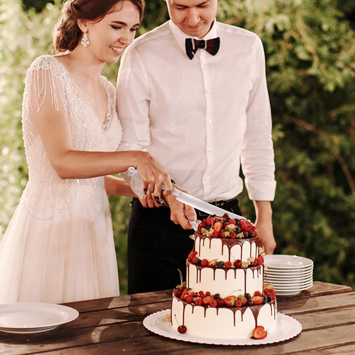 Cuchillo Y Pala Para Servir Torta Cumpleaños Bodas 2 Piezas - Imagen 6