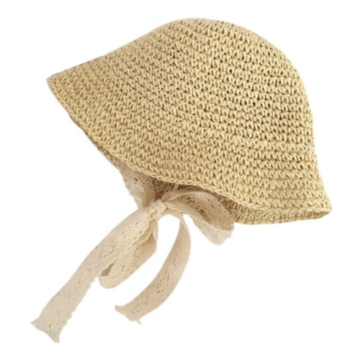 Sombrero De Encaje Con Lazo Para Niña Estilo Paja Verano - Imagen 1
