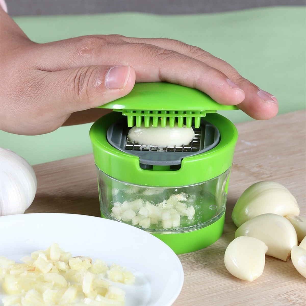 Triturador De Ajo Prensa Acero Inoxidable Y Plastico Cocina - Imagen 2