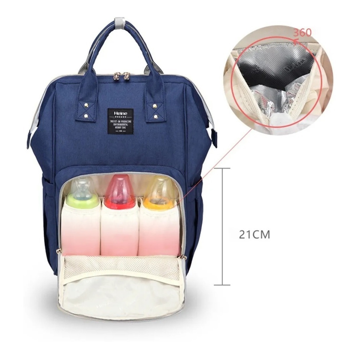 Bolso Mochila Maternal Heine Super Cómodo Varios Colores - Imagen 2