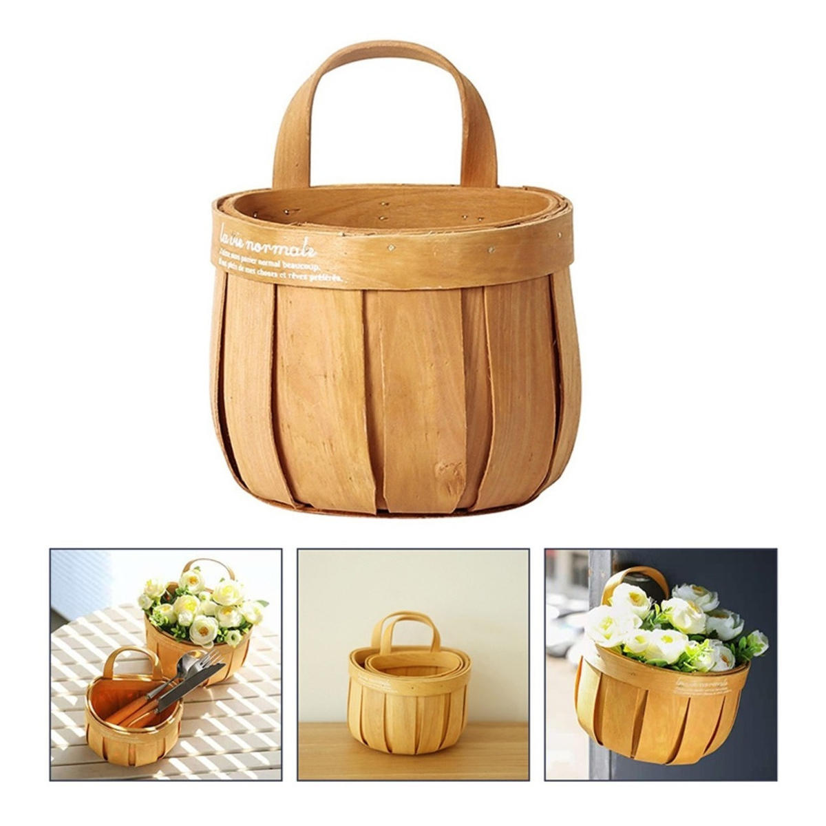 Cesto Organizador Decorativo Cocina Madera Grande Iluminaras - Imagen 6