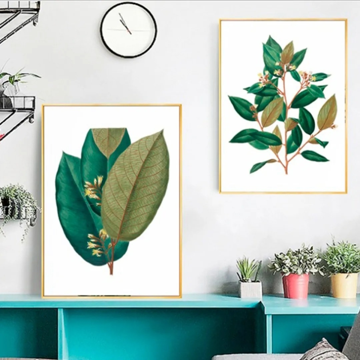 Cuadro Moderno Plantas Decorativo + Marco Madera Dorado - Imagen 11